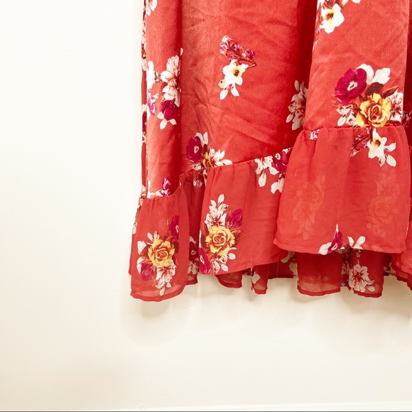 Torrid Burnt Orange Puff Balloon Sleeve Floral Dress Plus Size 30 - Picture 13 of 15